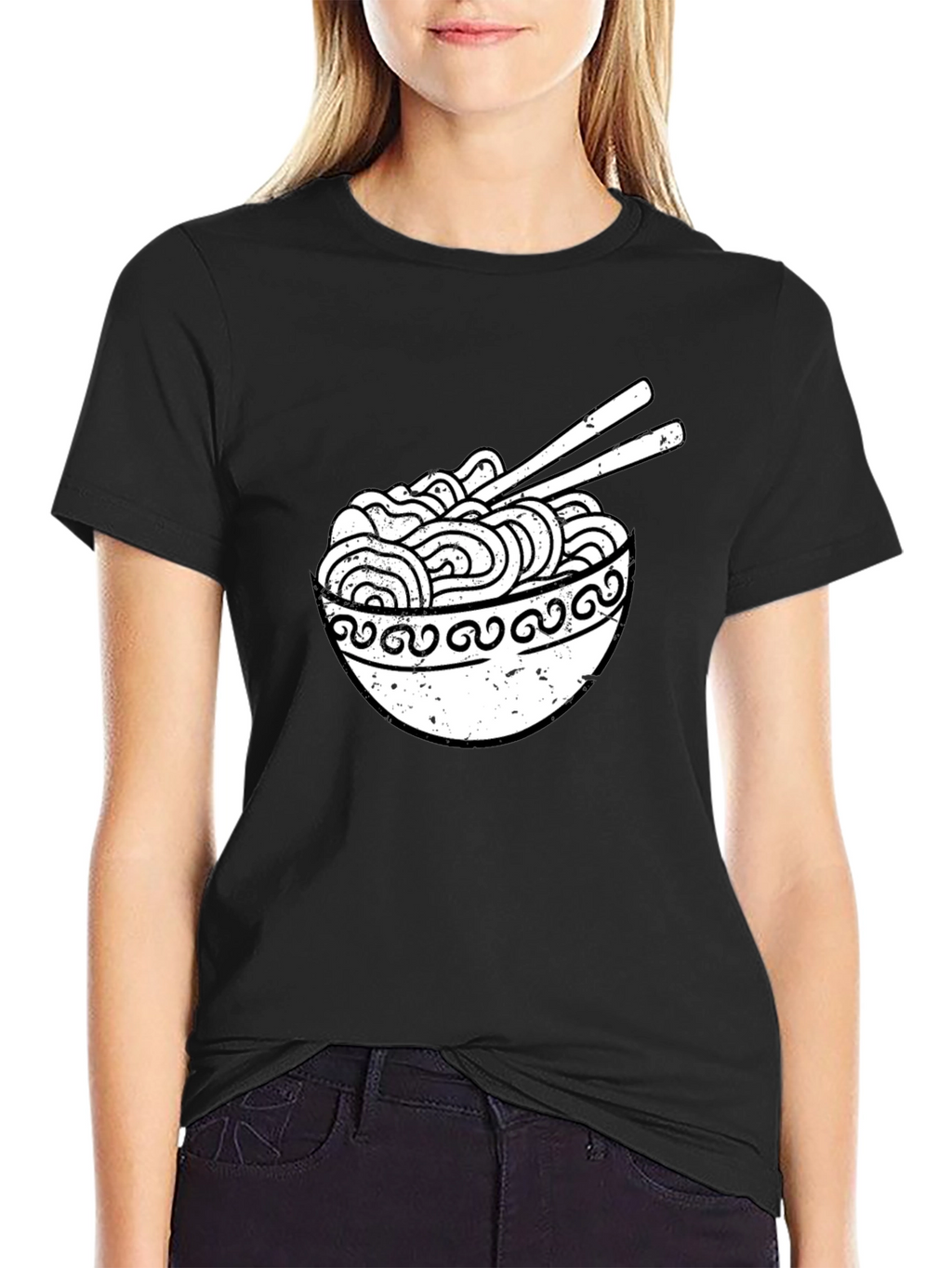 Ramen Bowl Graphic Tee - Black Casual T-Shirt