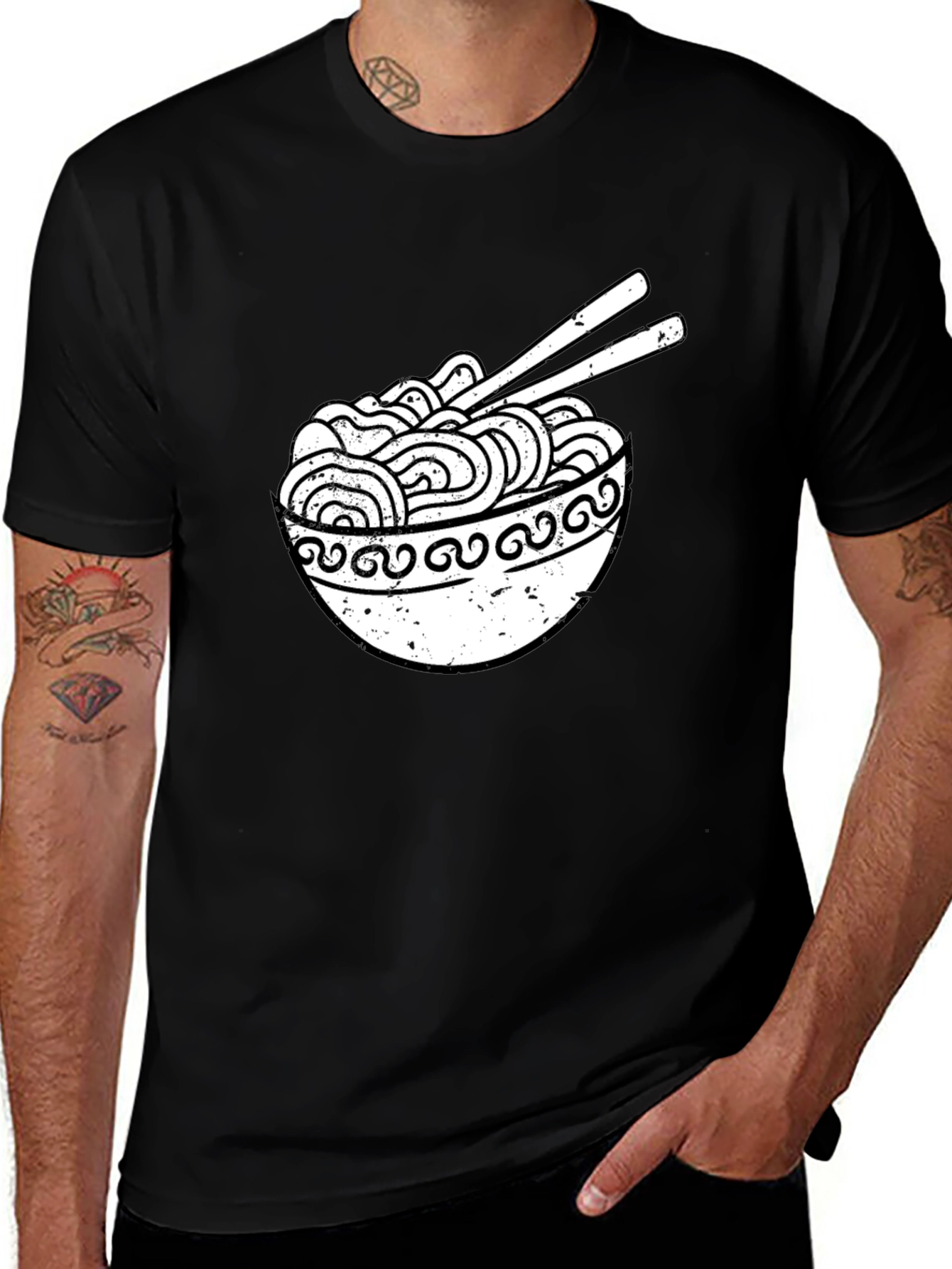 Ramen Bowl Graphic Tee - Black Casual T-Shirt