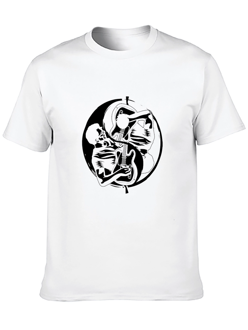 Yin Yang Guitarist Graphic Black T-Shirt