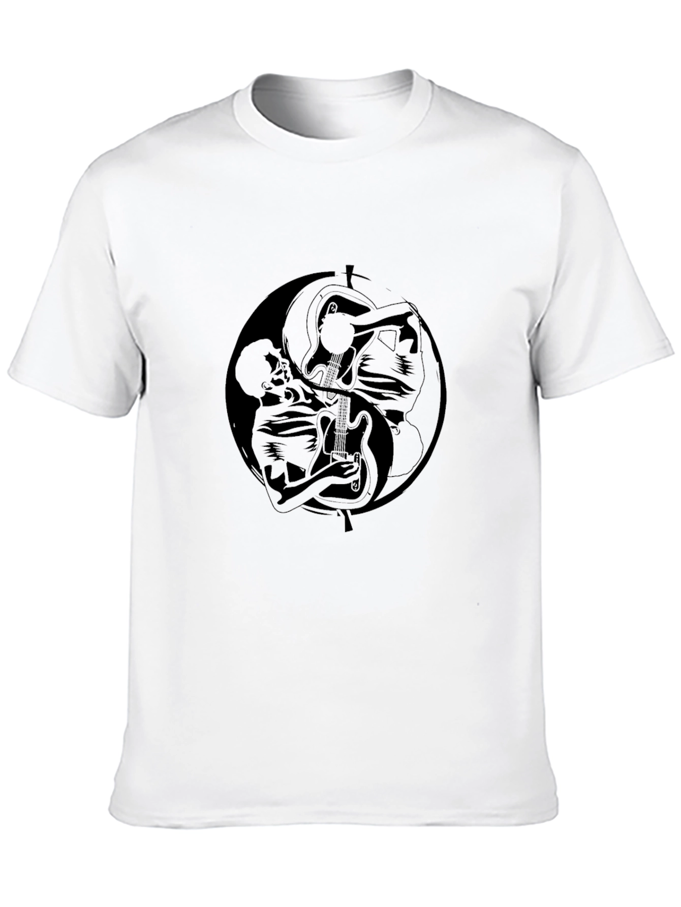Yin Yang Guitarist Graphic Black T-Shirt