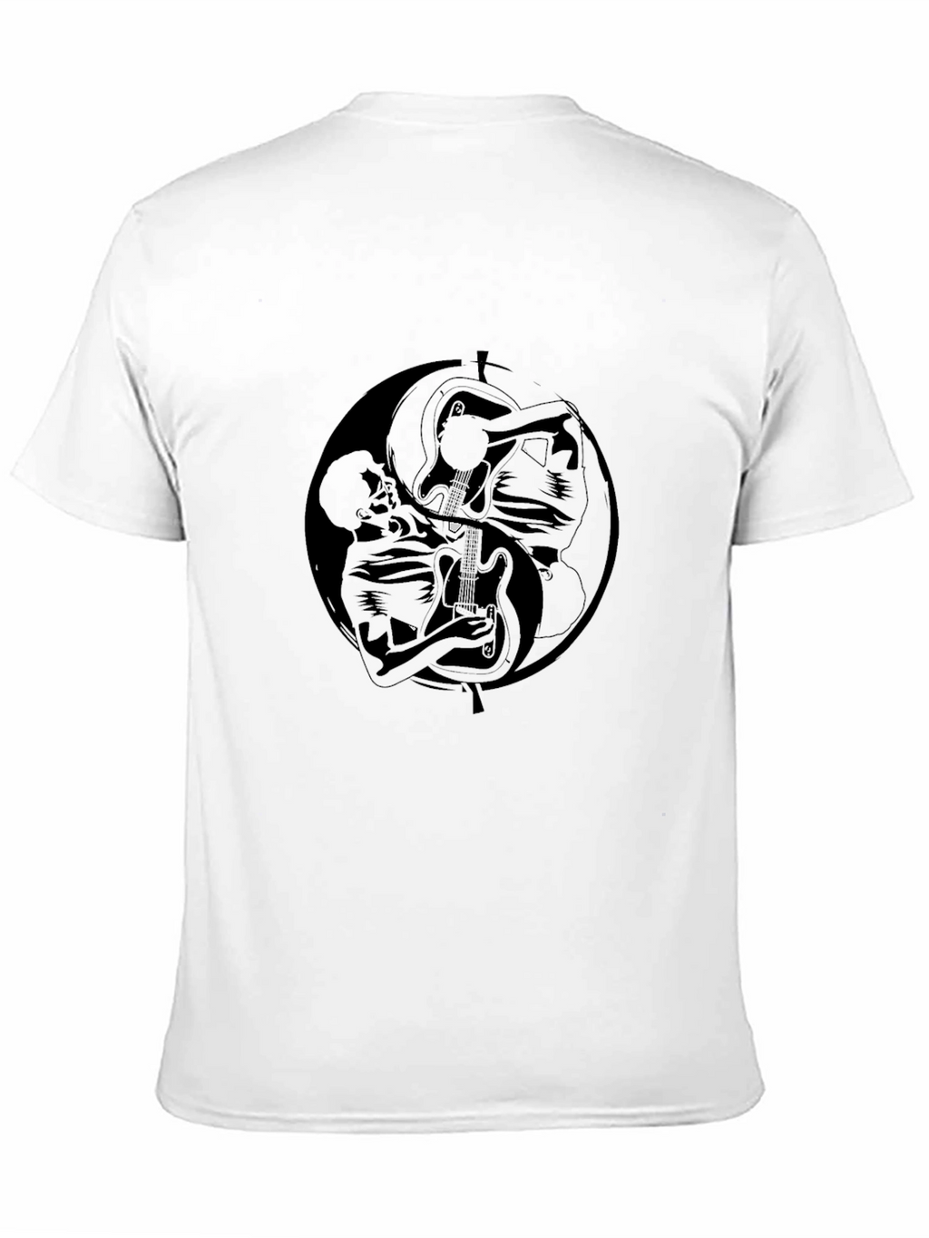 Yin Yang Guitarist Graphic Black T-Shirt