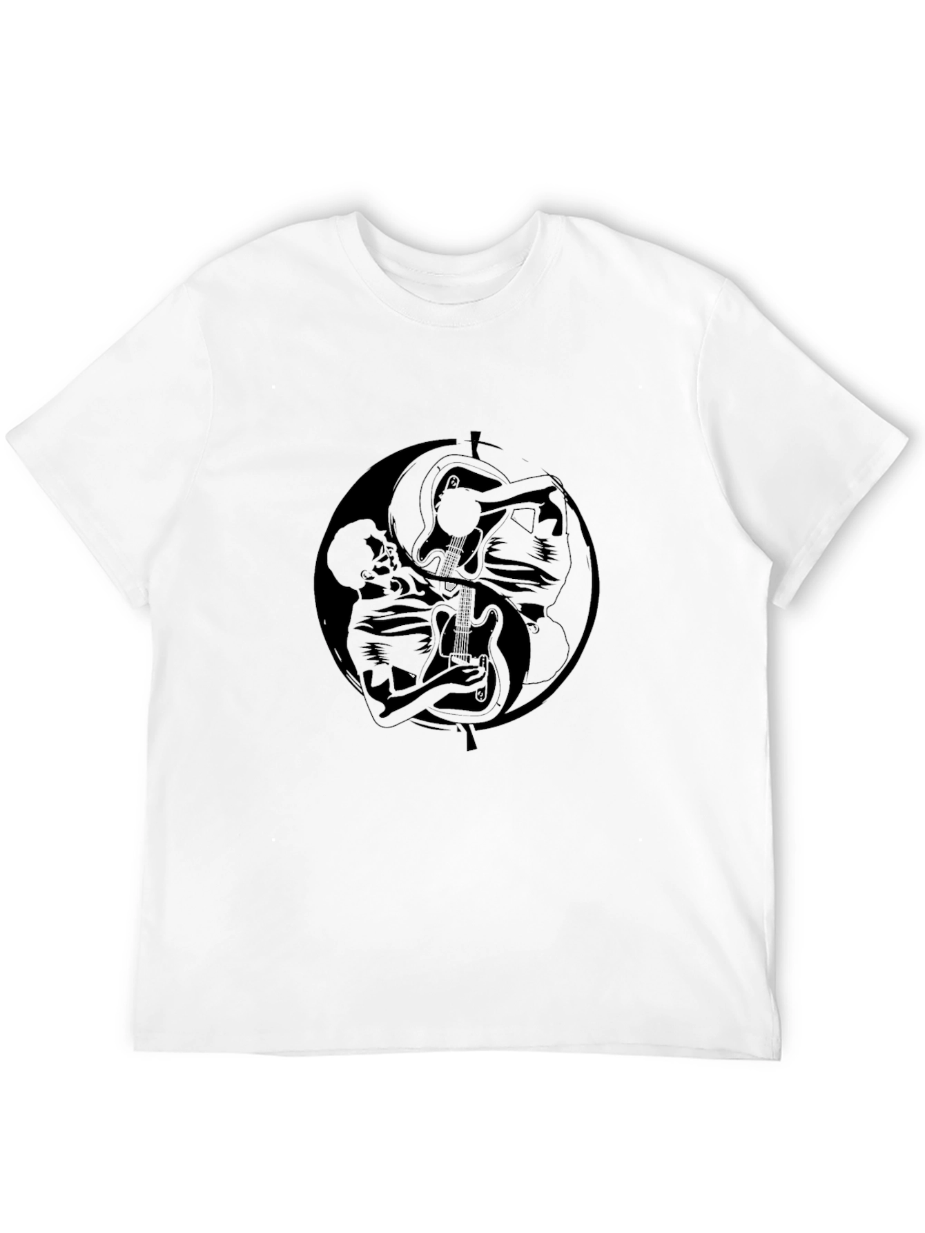 Yin Yang Guitarist Graphic Black T-Shirt