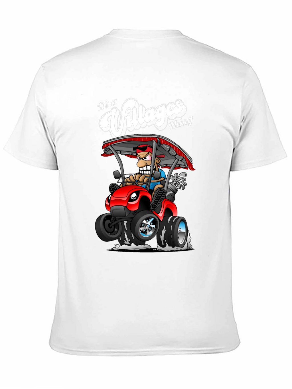 Villages Thing Cartoon Graphic Tee - Golf Cart Design