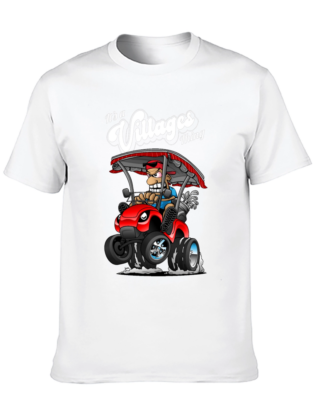 Villages Thing Cartoon Graphic Tee - Golf Cart Design