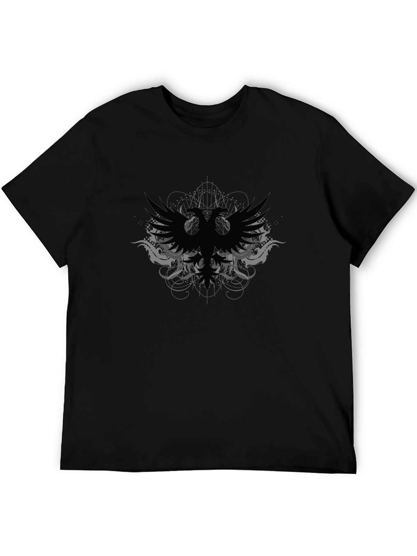 Black Graphic Tee - Double Headed Eagle Design