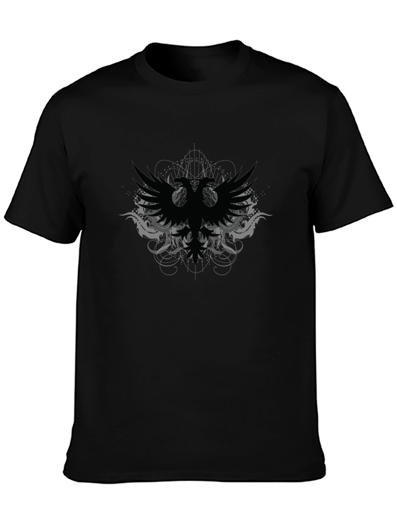 Black Graphic Tee - Double Headed Eagle Design