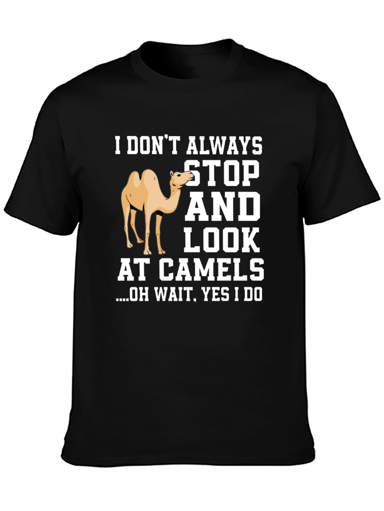 Funny Camel Graphic T-Shirt - I Always Stop and Look