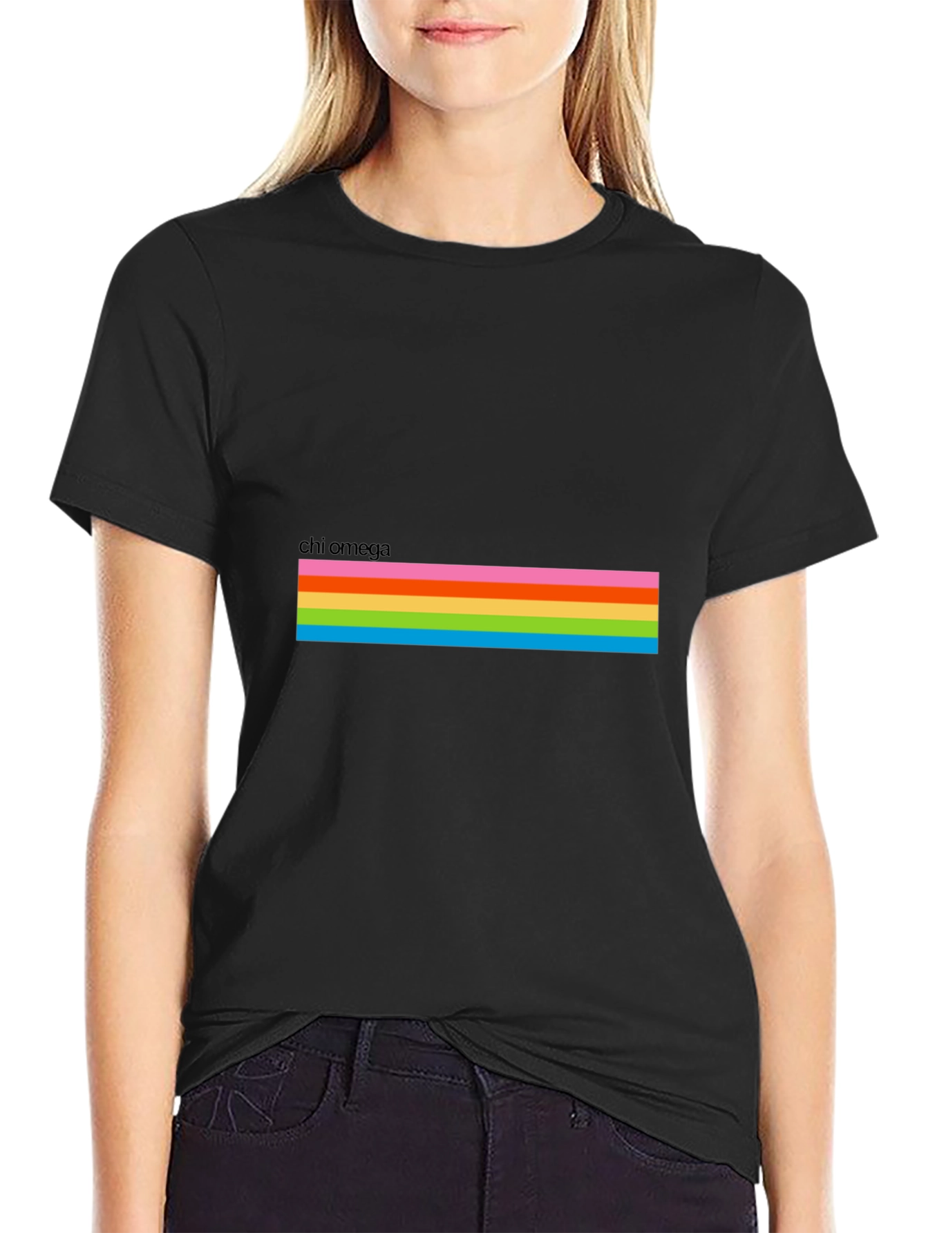 Chi Omega Rainbow Stripe T-Shirt