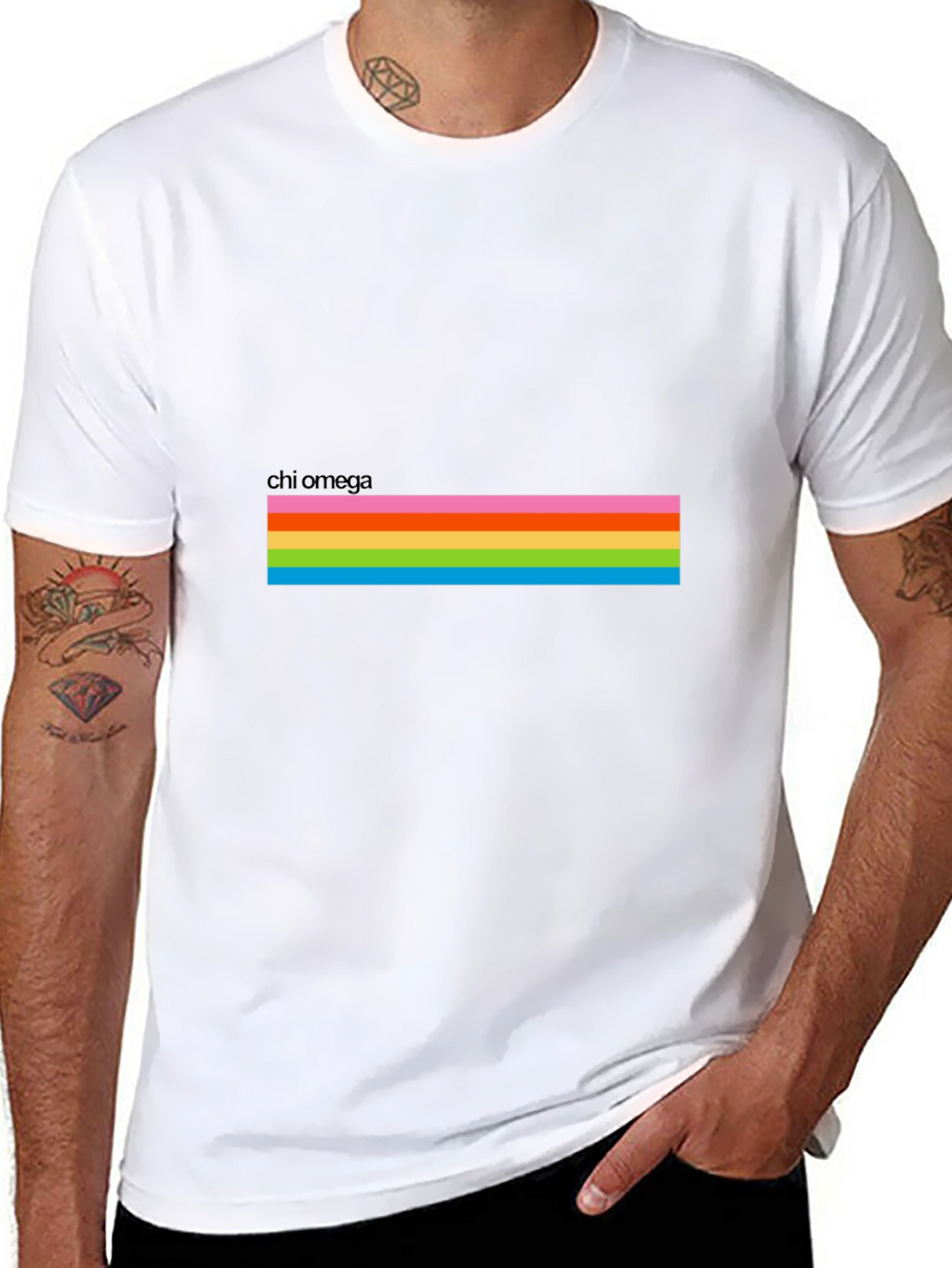 Chi Omega Rainbow Stripe T-Shirt