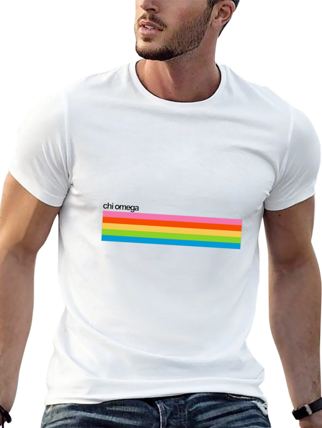 Chi Omega Rainbow Stripe T-Shirt
