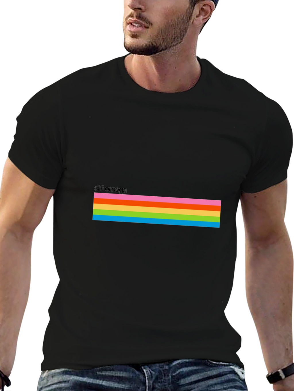 Chi Omega Rainbow Stripe T-Shirt