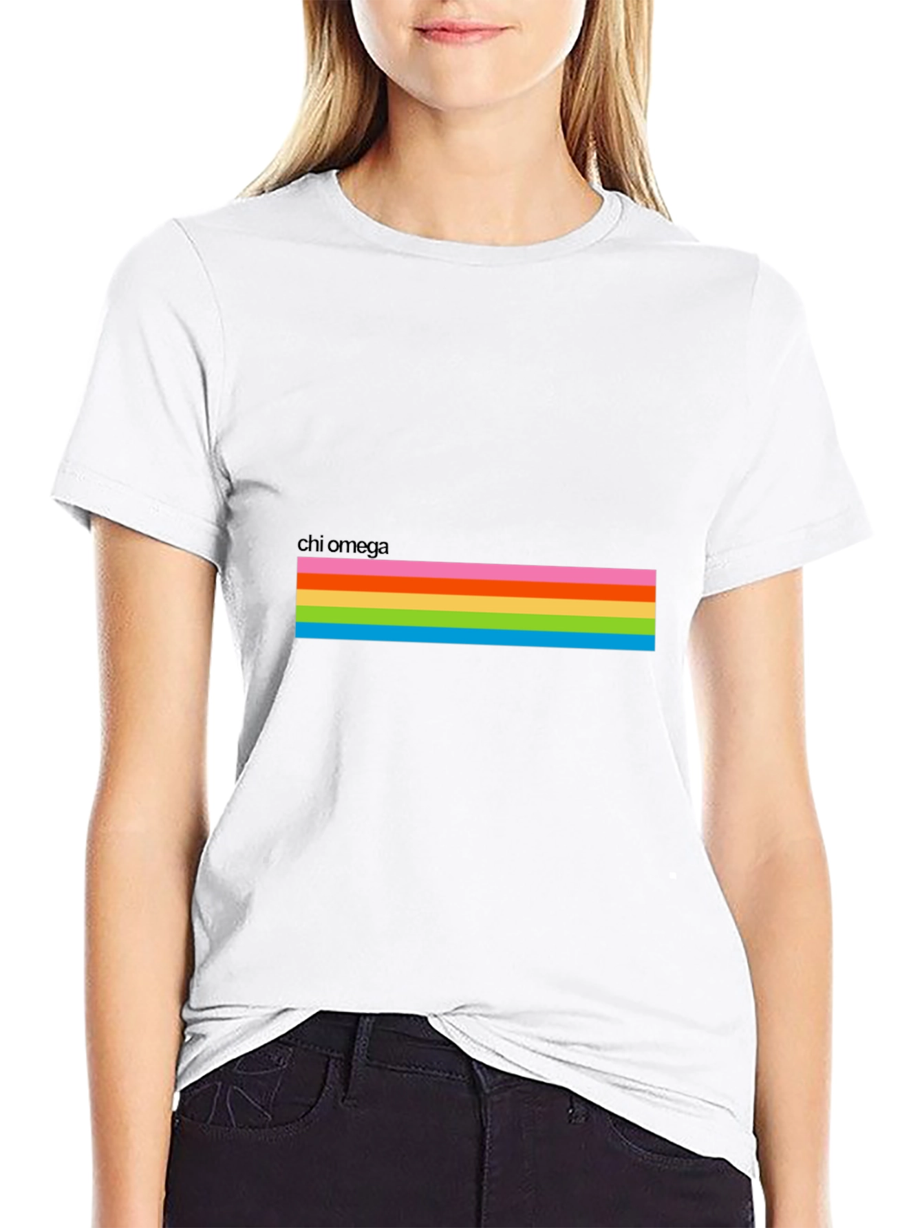 Chi Omega Rainbow Stripe T-Shirt