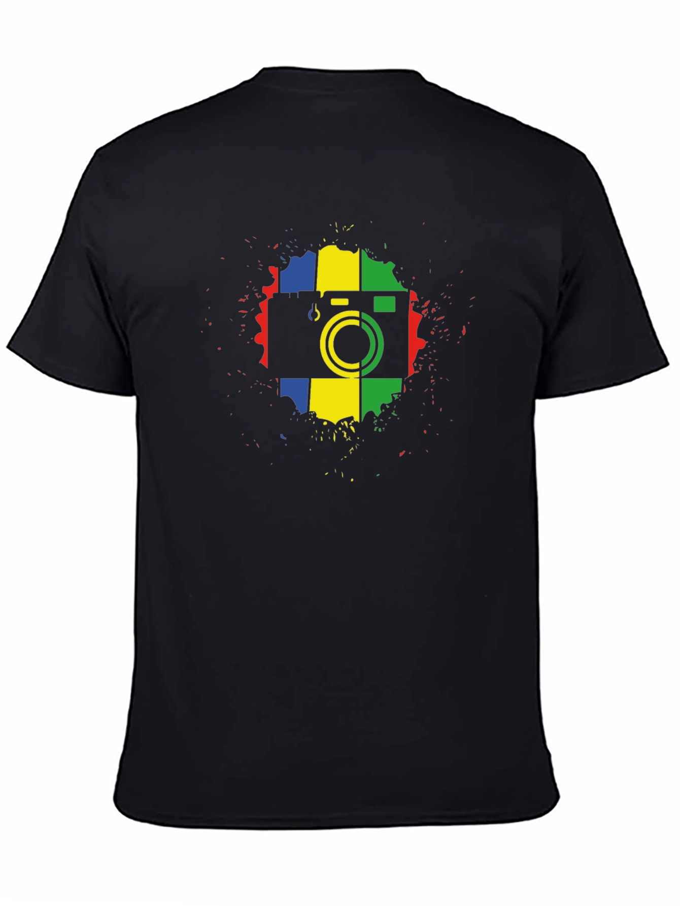 Retro Camera Graphic Tee - Black Cotton T-Shirt