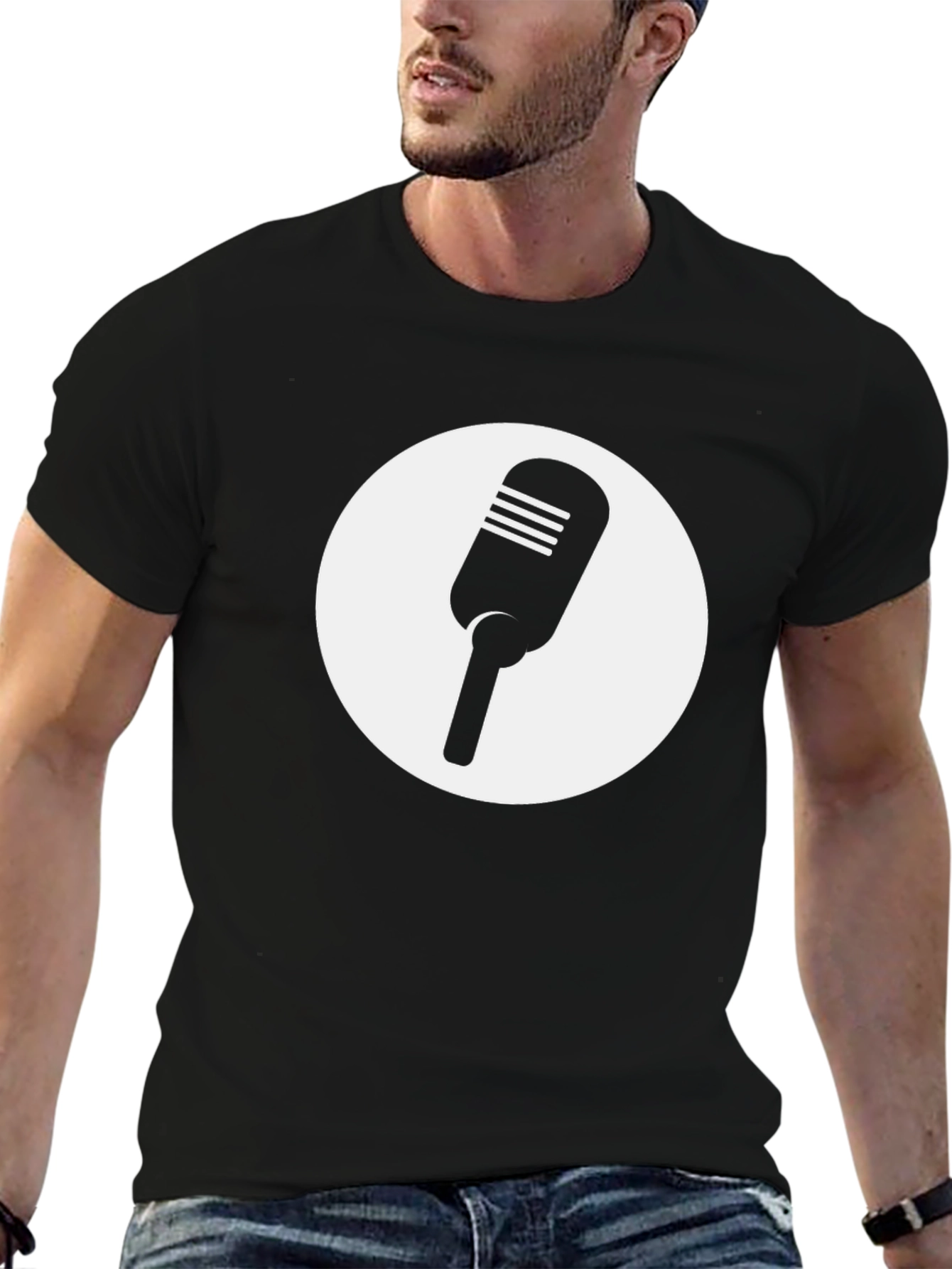 Retro Microphone Graphic Tee - Classic Style