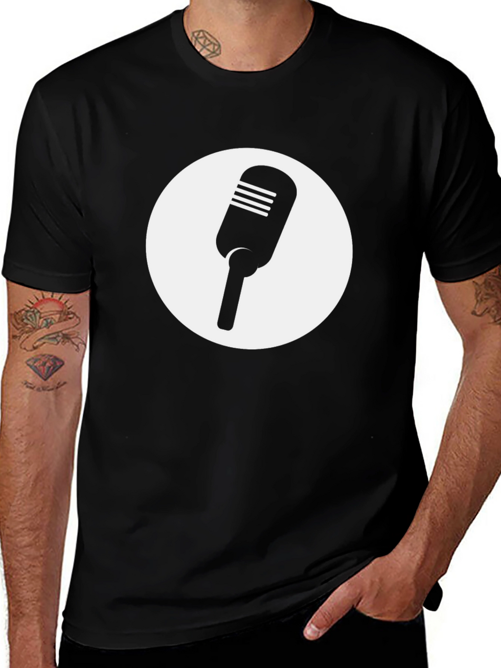 Retro Microphone Graphic Tee - Classic Style