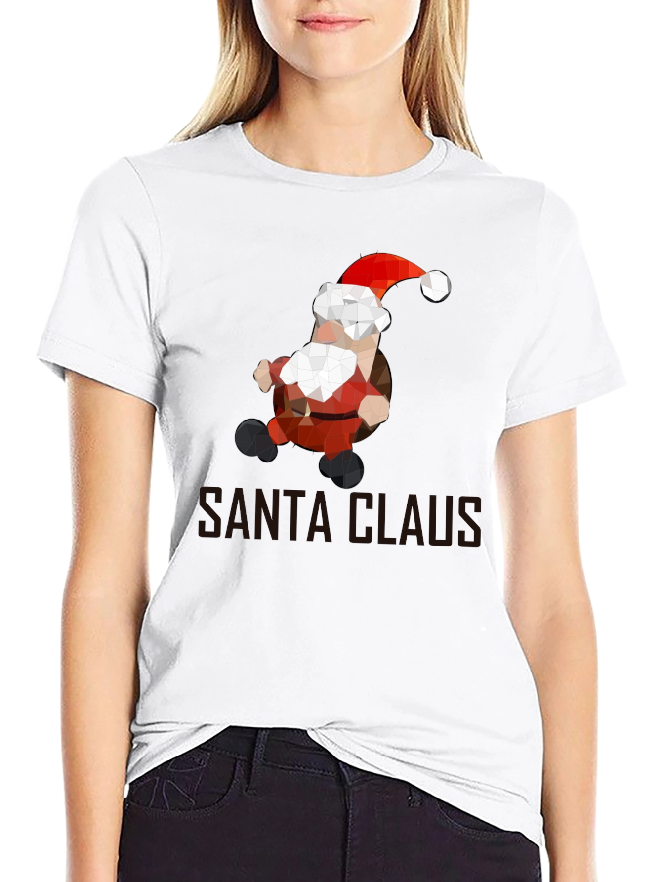 Geometric Santa T-Shirt - Holiday Cheer
