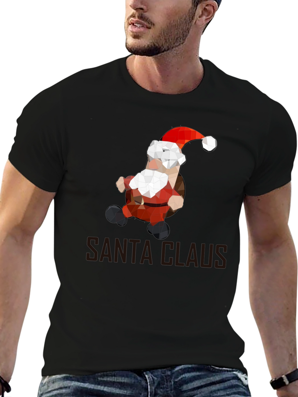 Geometric Santa T-Shirt - Holiday Cheer