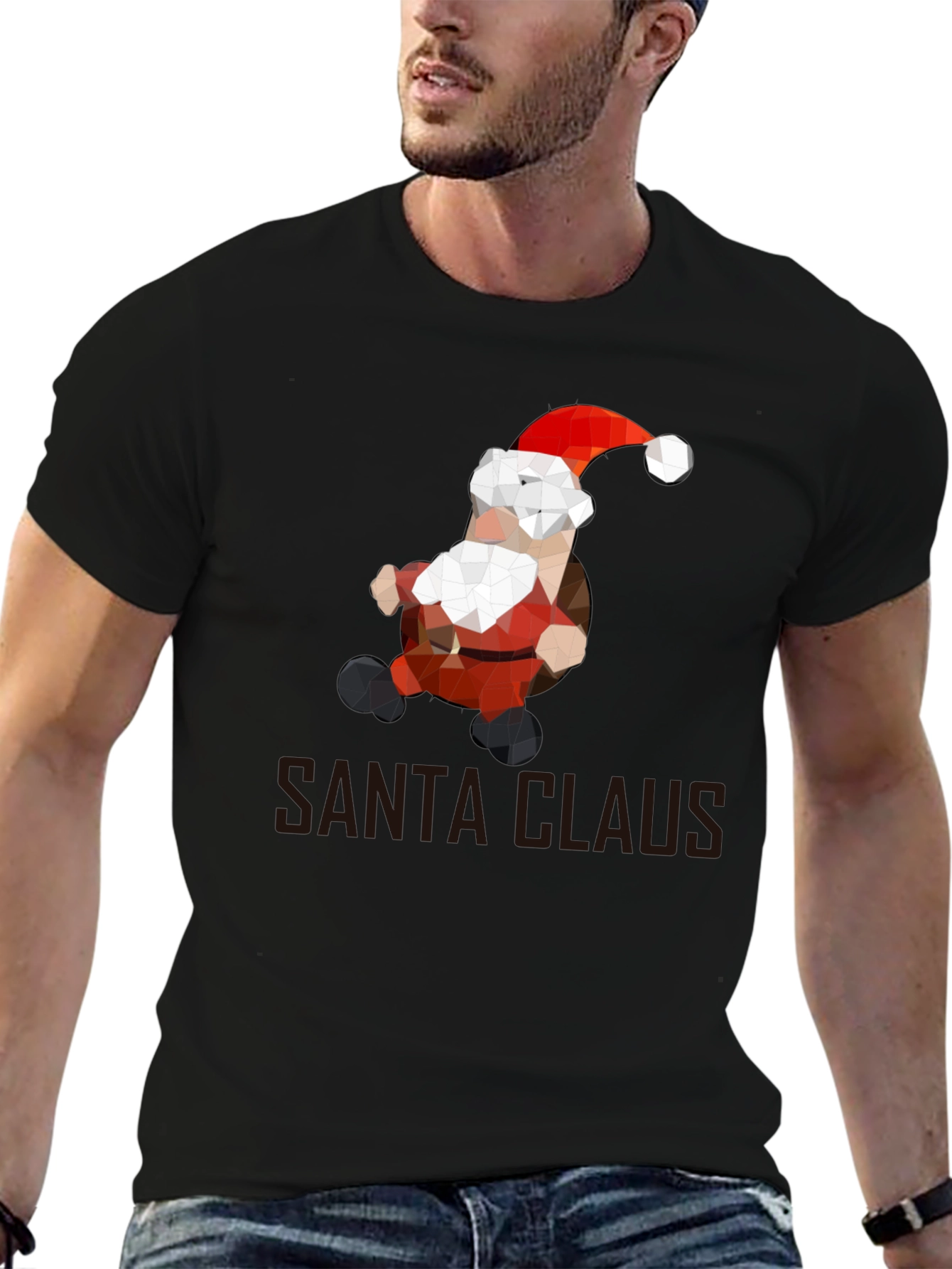 Geometric Santa T-Shirt - Holiday Cheer