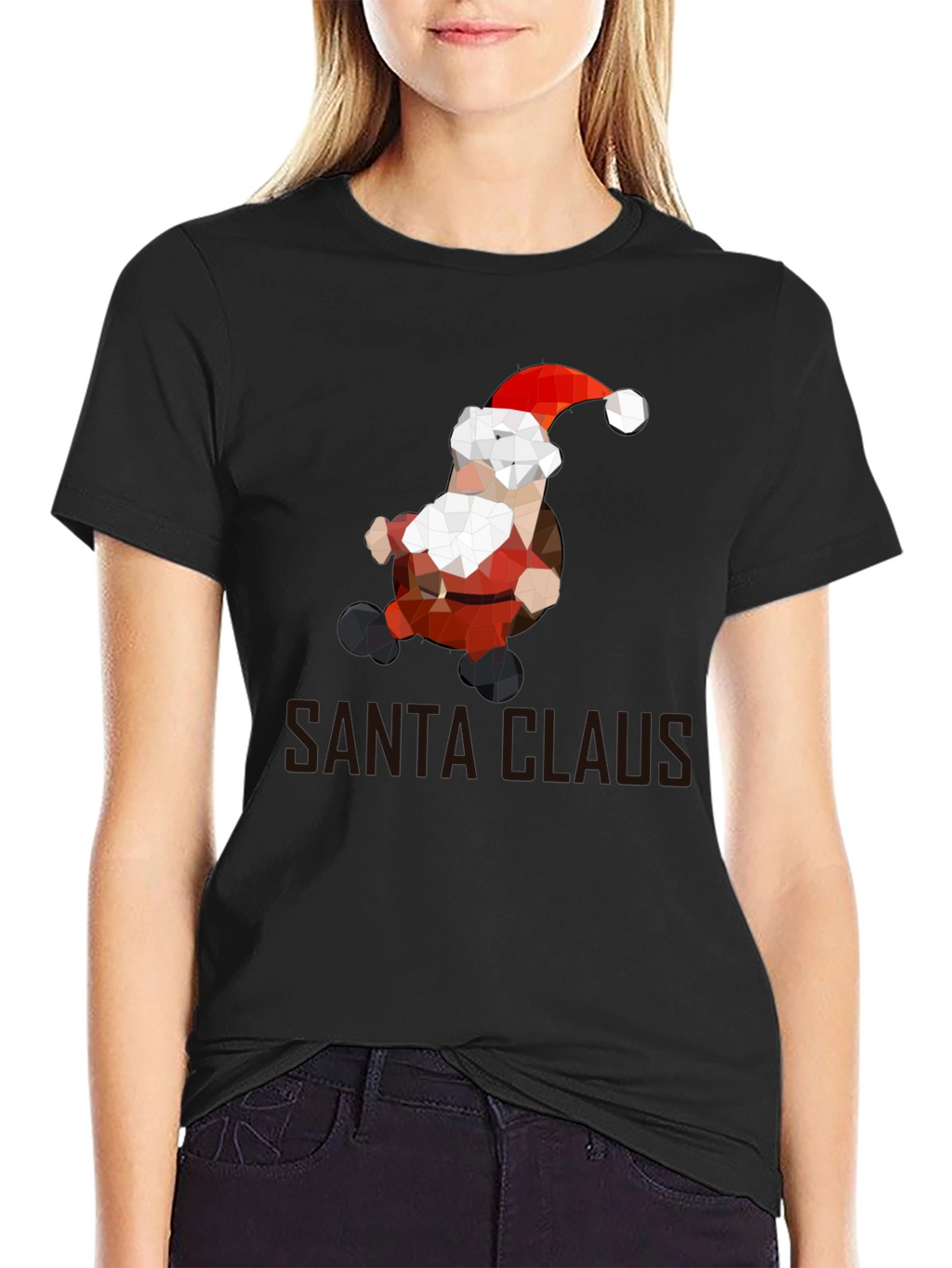 Geometric Santa T-Shirt - Holiday Cheer