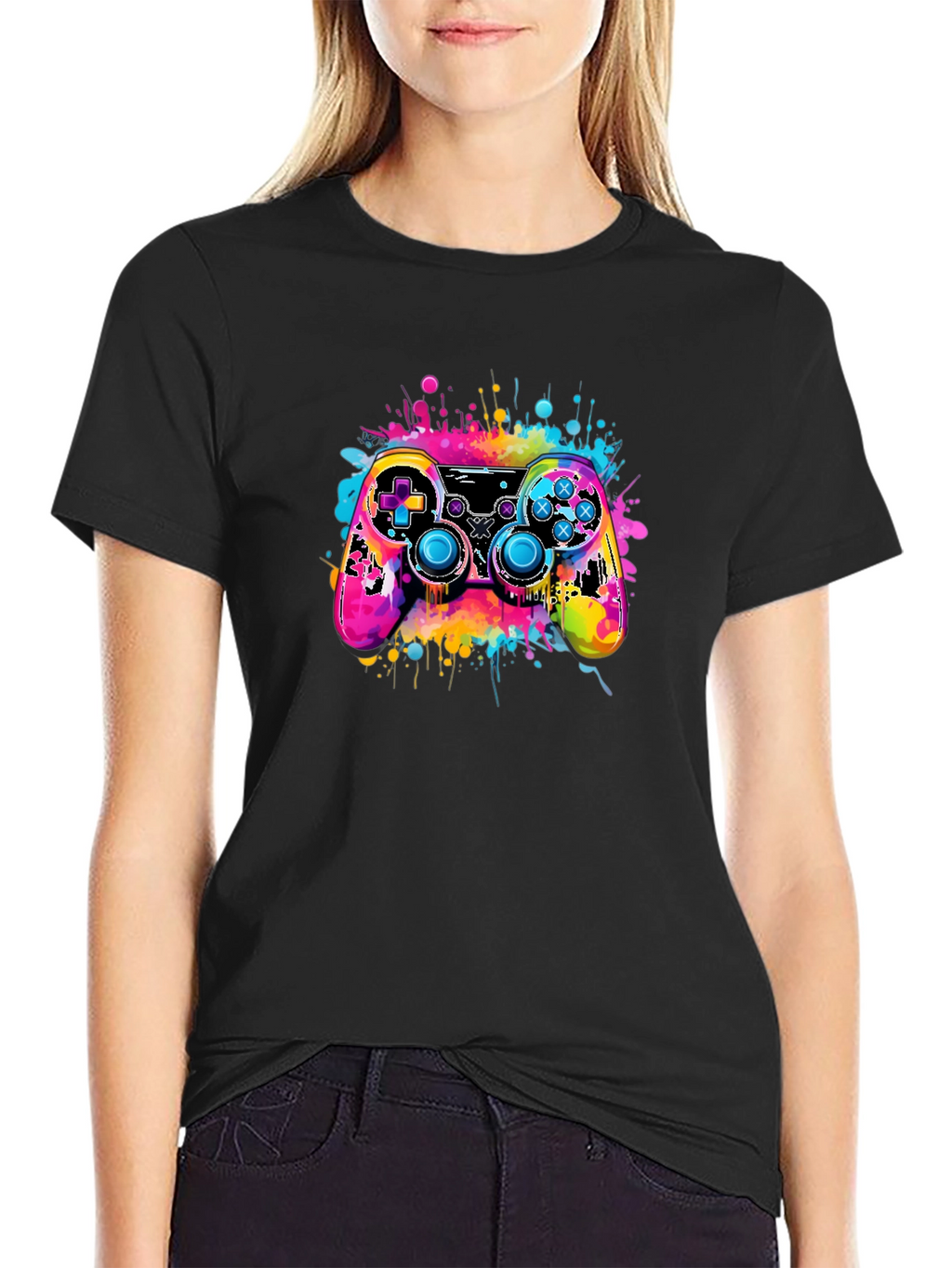 Vibrant Gaming Controller Graphic T-Shirt