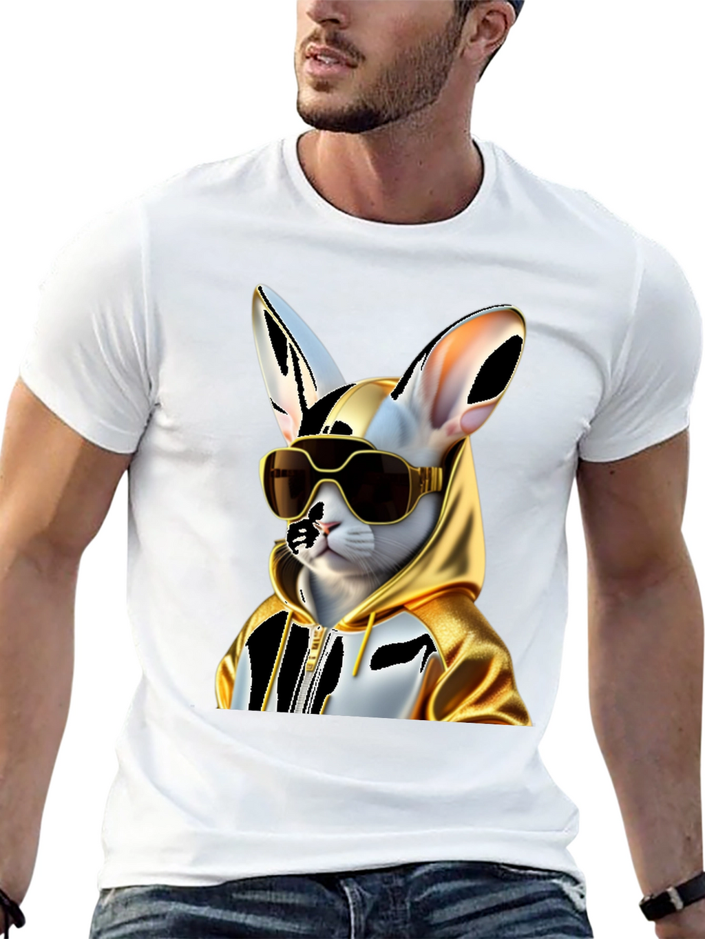 Cool Cat Hoodie Tee - Black Cotton Blend