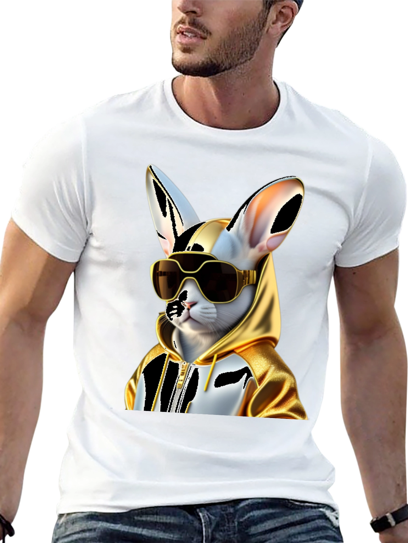 Cool Cat Hoodie Tee - Black Cotton Blend