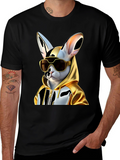Cool Cat Hoodie Tee - Black Cotton Blend