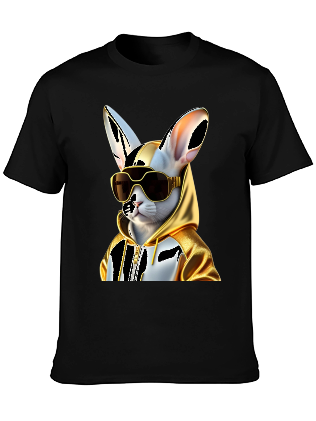 Cool Cat Hoodie Tee - Black Cotton Blend