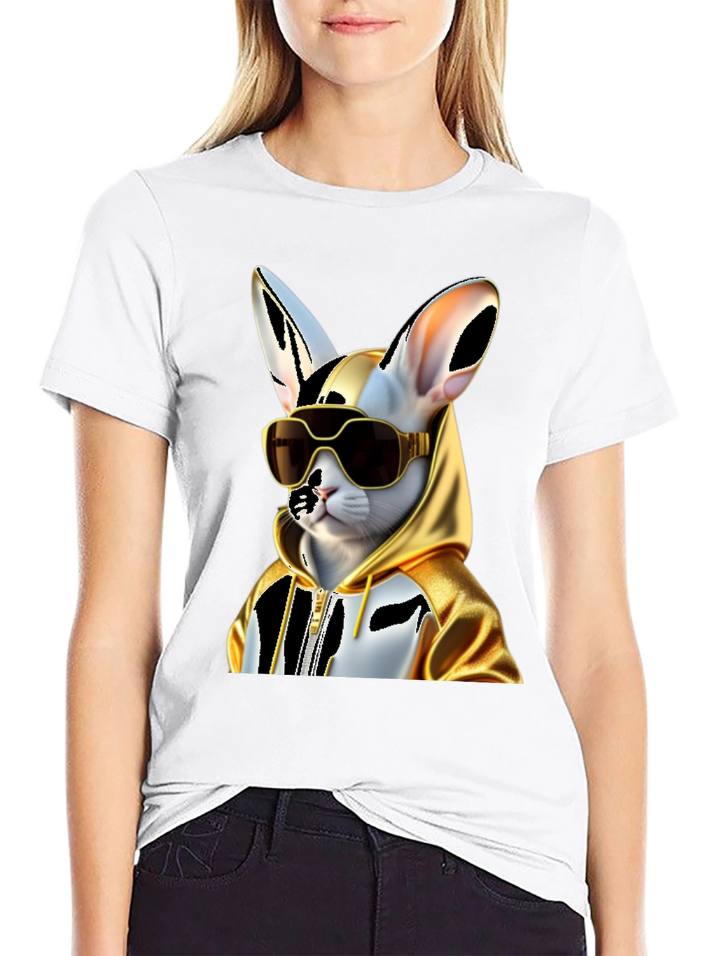Cool Cat Hoodie Tee - Black Cotton Blend