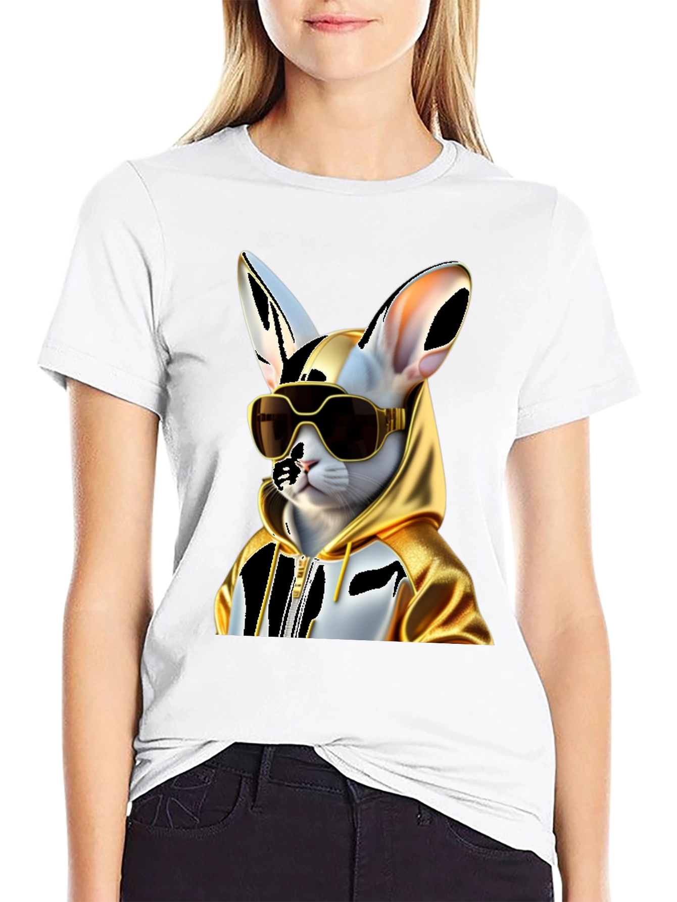 Cool Cat Hoodie Tee - Black Cotton Blend