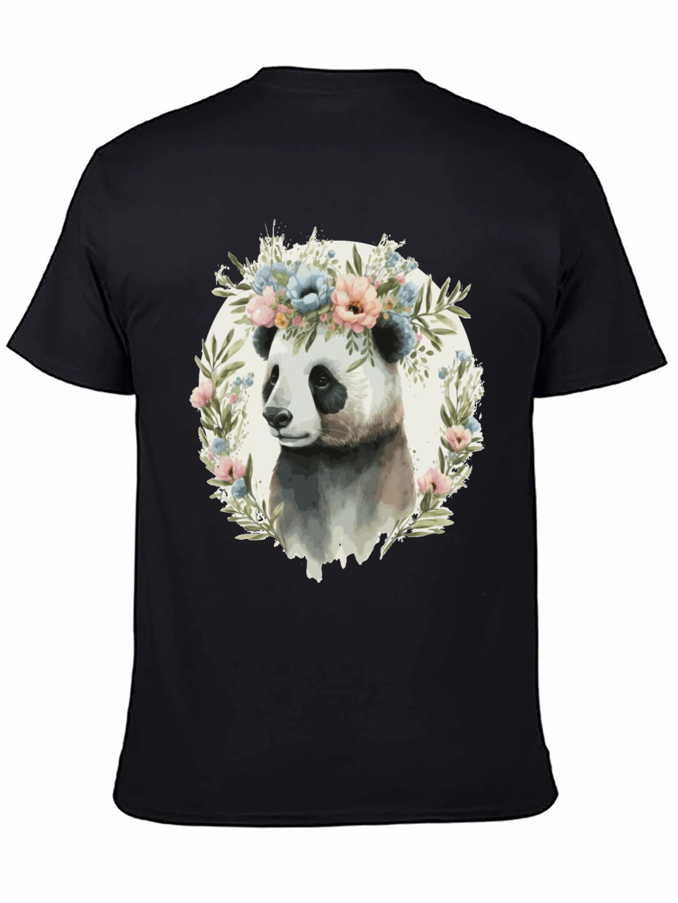 Panda Floral Wreath Graphic Tee - Unique Animal Lover Shirt