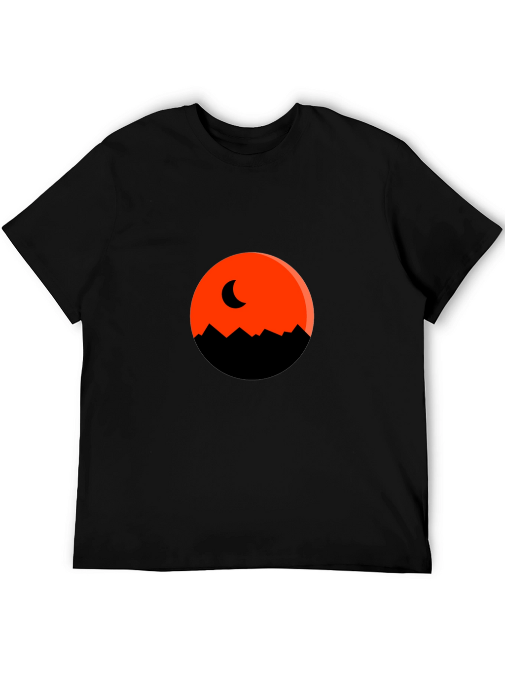Orange Moon Mountain Black T-Shirt