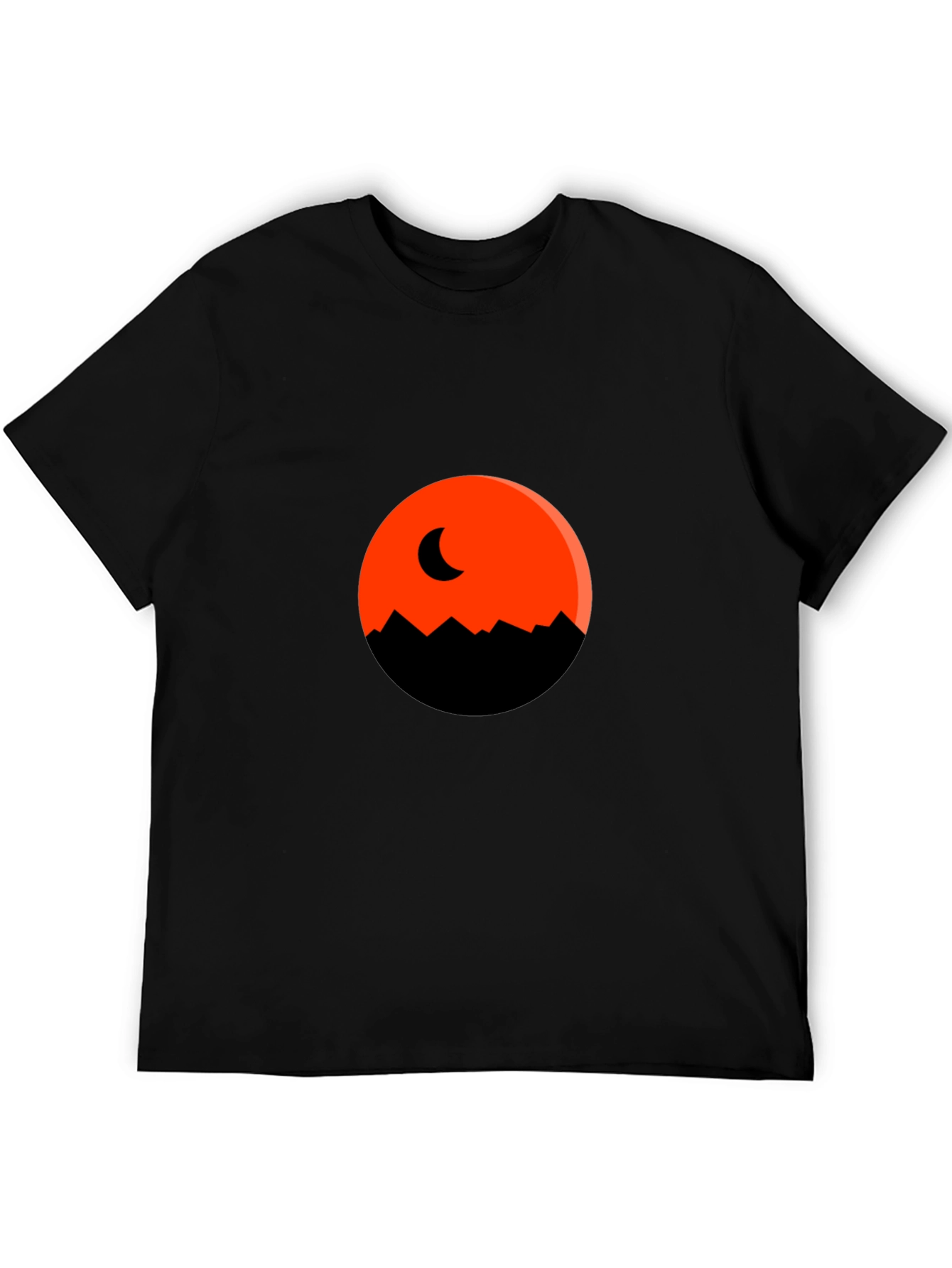 Orange Moon Mountain Black T-Shirt