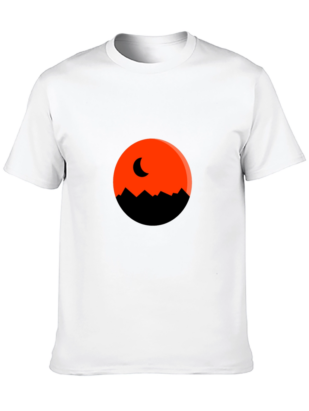 Orange Moon Mountain Black T-Shirt