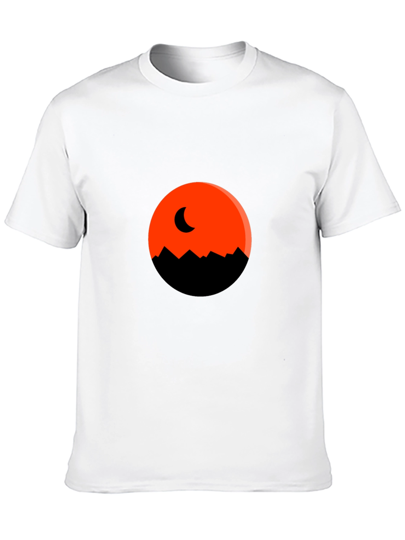 Orange Moon Mountain Black T-Shirt