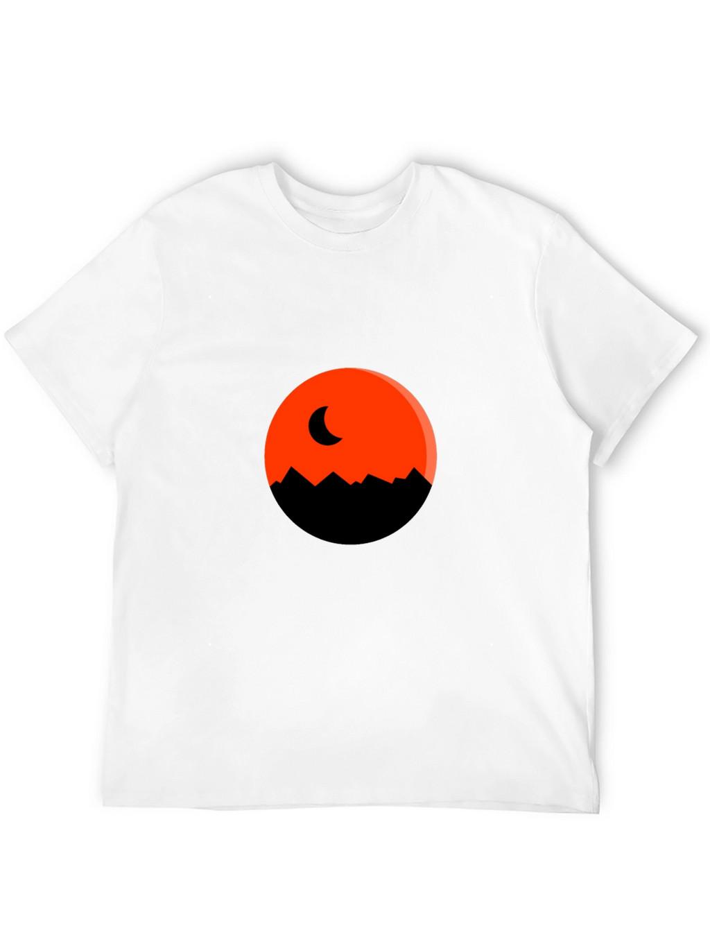 Orange Moon Mountain Black T-Shirt