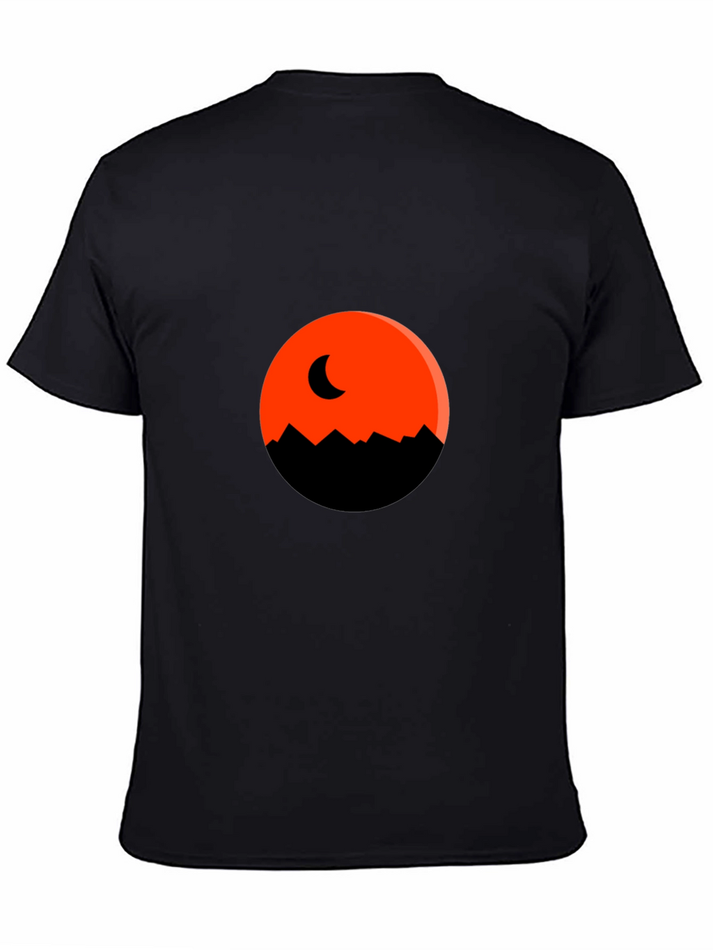 Orange Moon Mountain Black T-Shirt