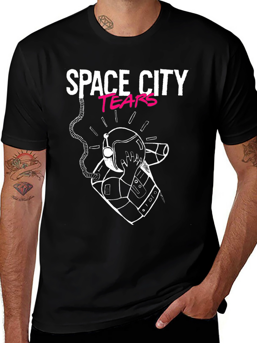 Space City Tears Graphic Black T-Shirt
