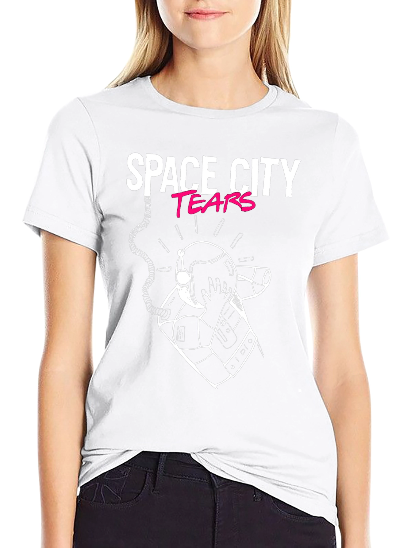 Space City Tears Graphic Black T-Shirt