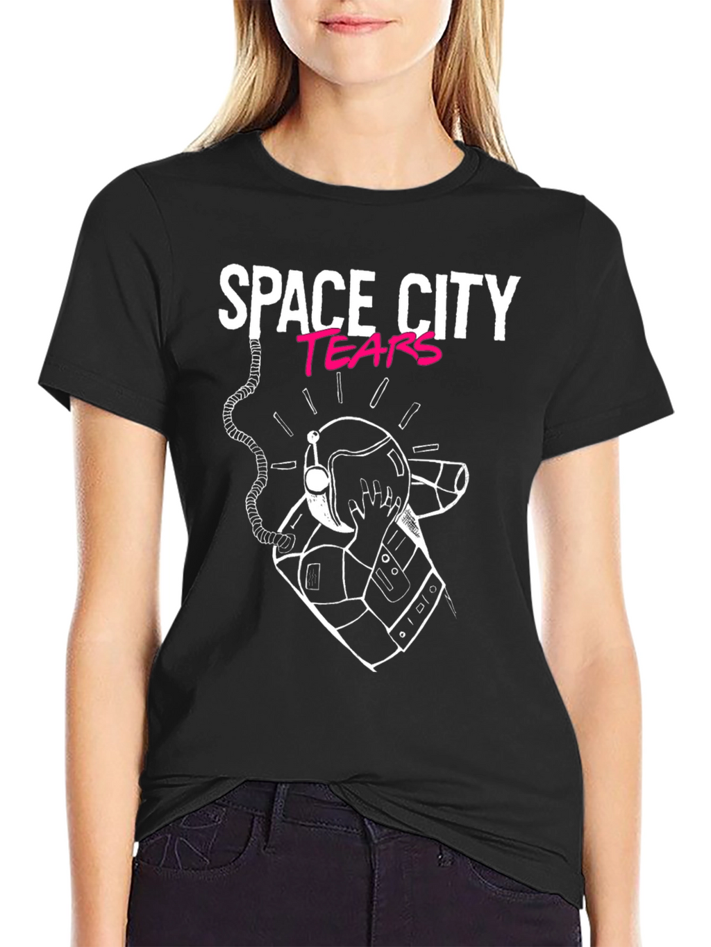 Space City Tears Graphic Black T-Shirt