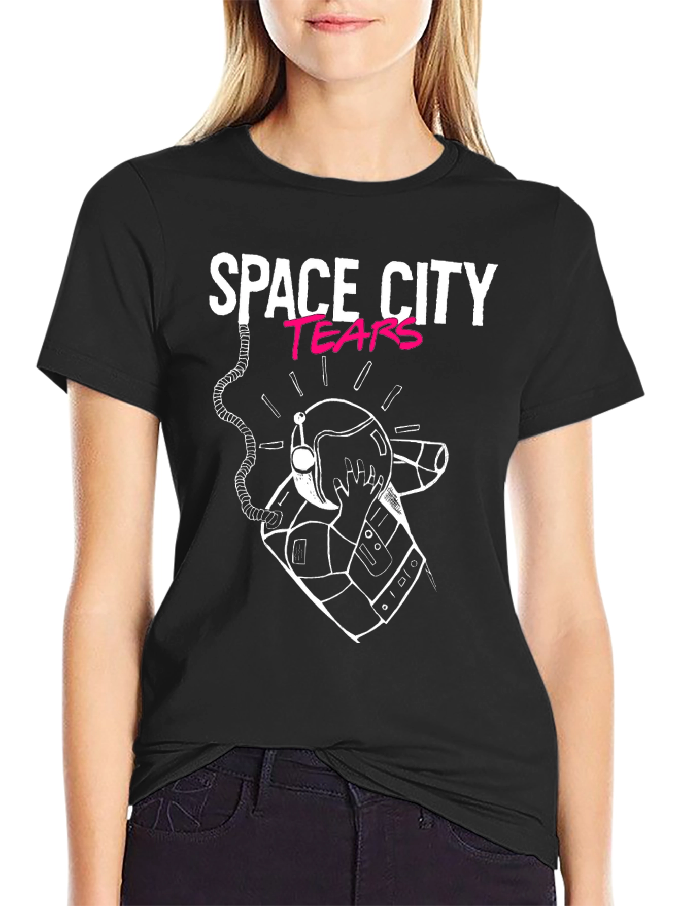 Space City Tears Graphic Black T-Shirt