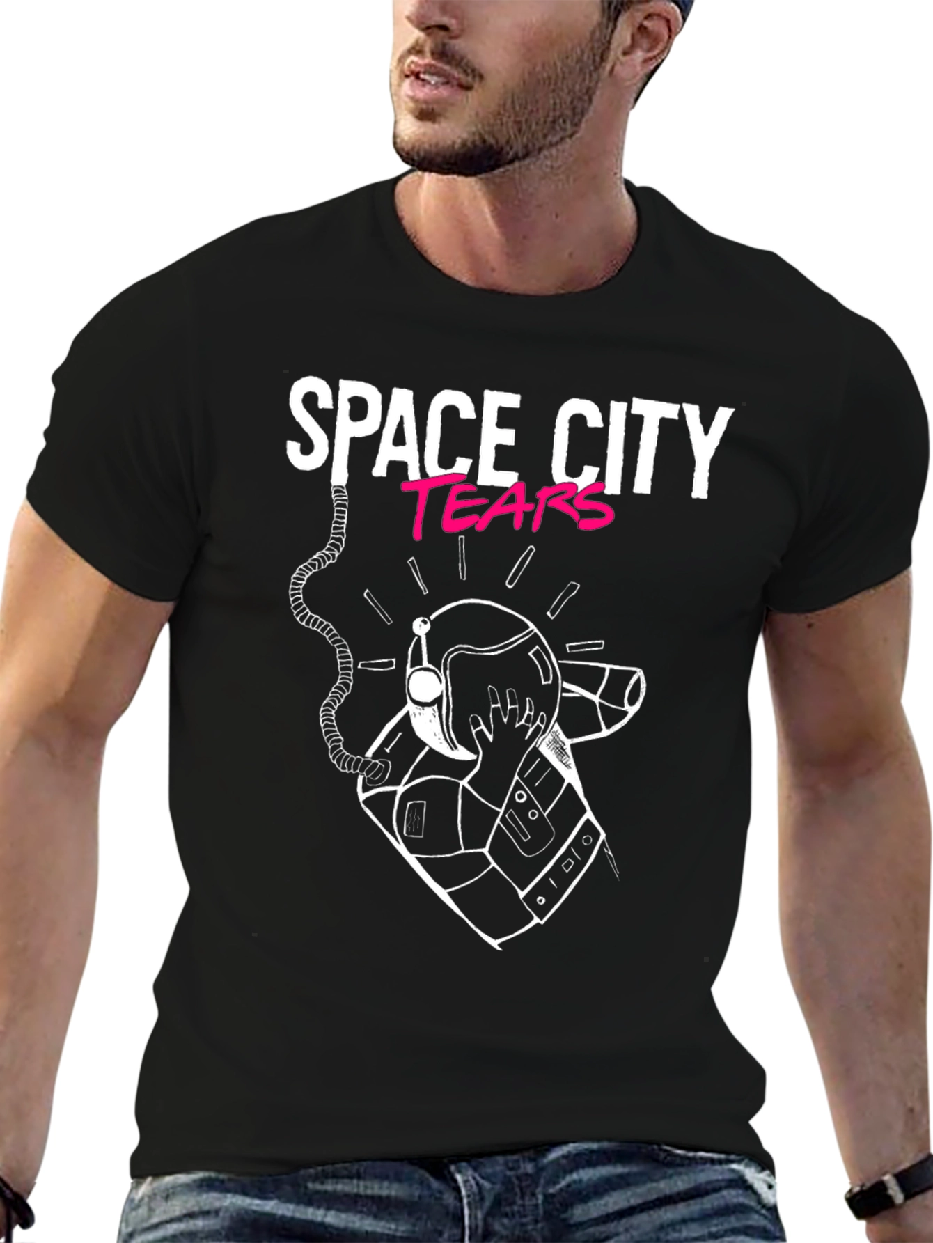 Space City Tears Graphic Black T-Shirt