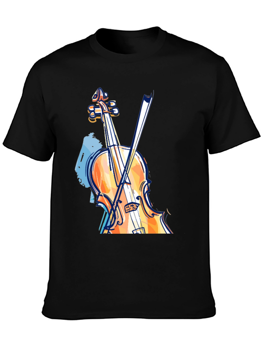 Musicians Black T-Shirt with Violin Graphic