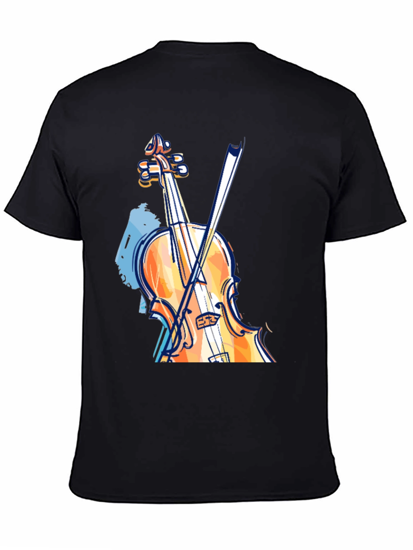 Musicians Black T-Shirt with Violin Graphic