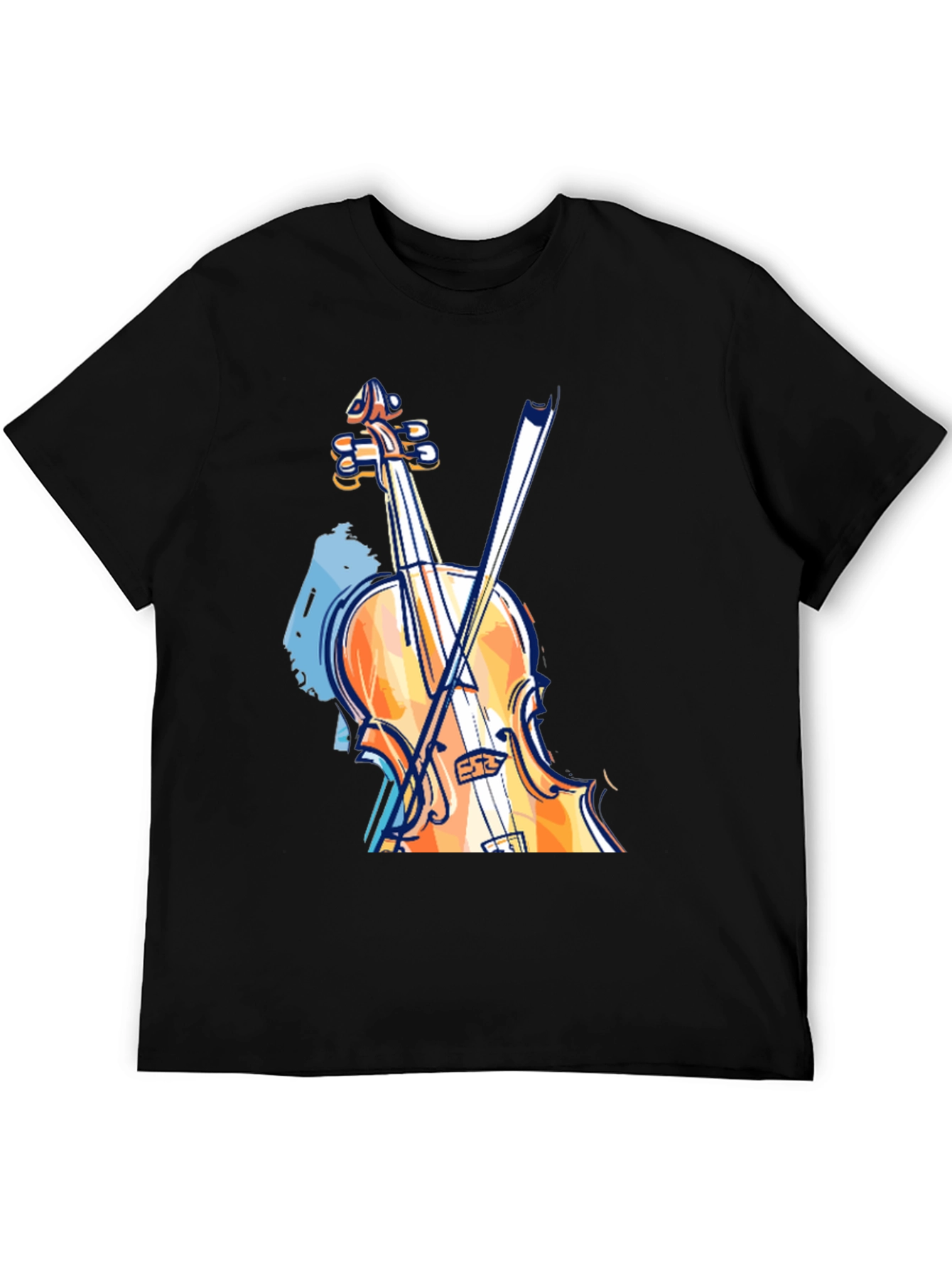 Musicians Black T-Shirt with Violin Graphic