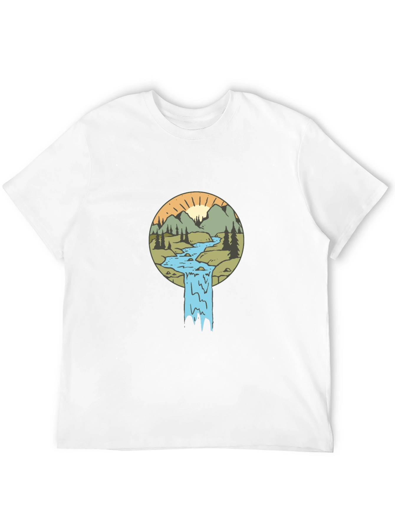 Nature Scene Graphic Tee - Black Cotton Blend