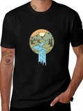 Nature Scene Graphic Tee - Black Cotton Blend