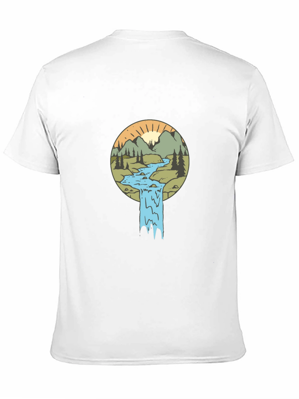Nature Scene Graphic Tee - Black Cotton Blend