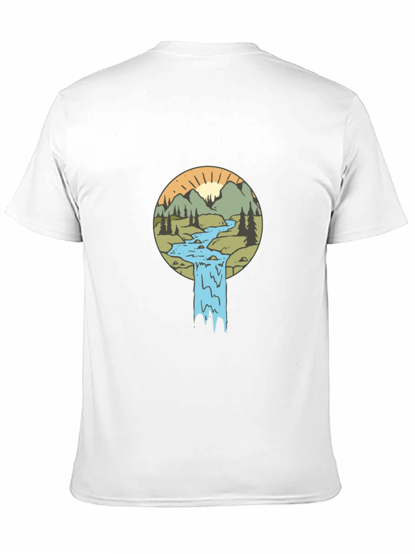 Nature Scene Graphic Tee - Black Cotton Blend