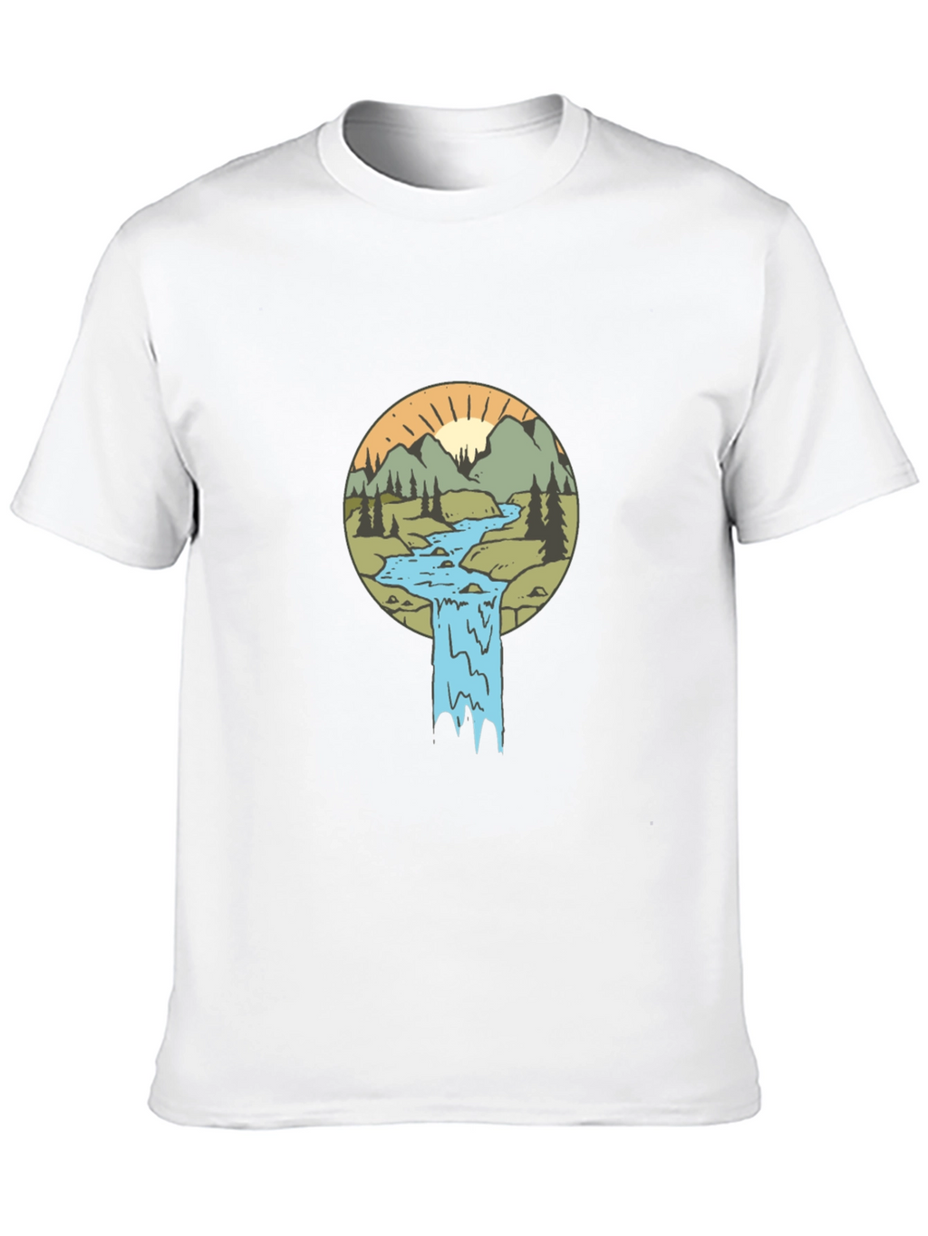 Nature Scene Graphic Tee - Black Cotton Blend